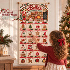 Personalized Christmas Advent Calendar – Fabric Wall-Hanging Banner with 24 Fillable Pockets