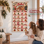 Personalized Christmas Advent Calendar – Fabric Wall-Hanging Banner with 24 Fillable Pockets