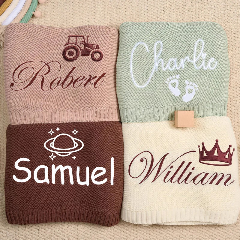Personalized Embroidered Baby Blanket - Rectangle with Custom Name
