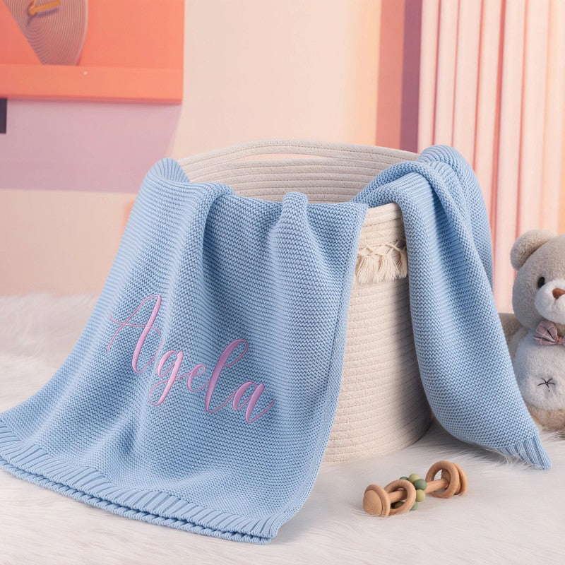Personalized Embroidered Baby Blanket - Rectangle with Custom Name