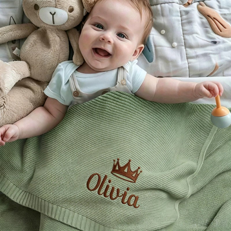 Personalized Embroidered Baby Blanket - Rectangle with Custom Name
