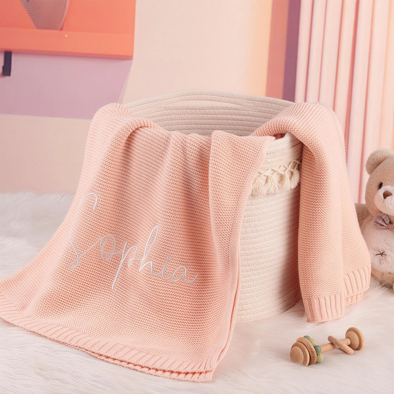 Personalized Embroidered Baby Blanket - Rectangle with Custom Name