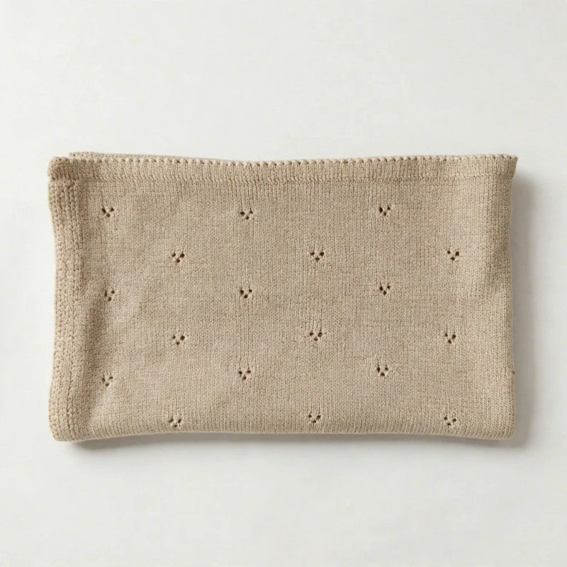 Personalized Embroidered Knitted Baby Blanket - Pointelle Pattern