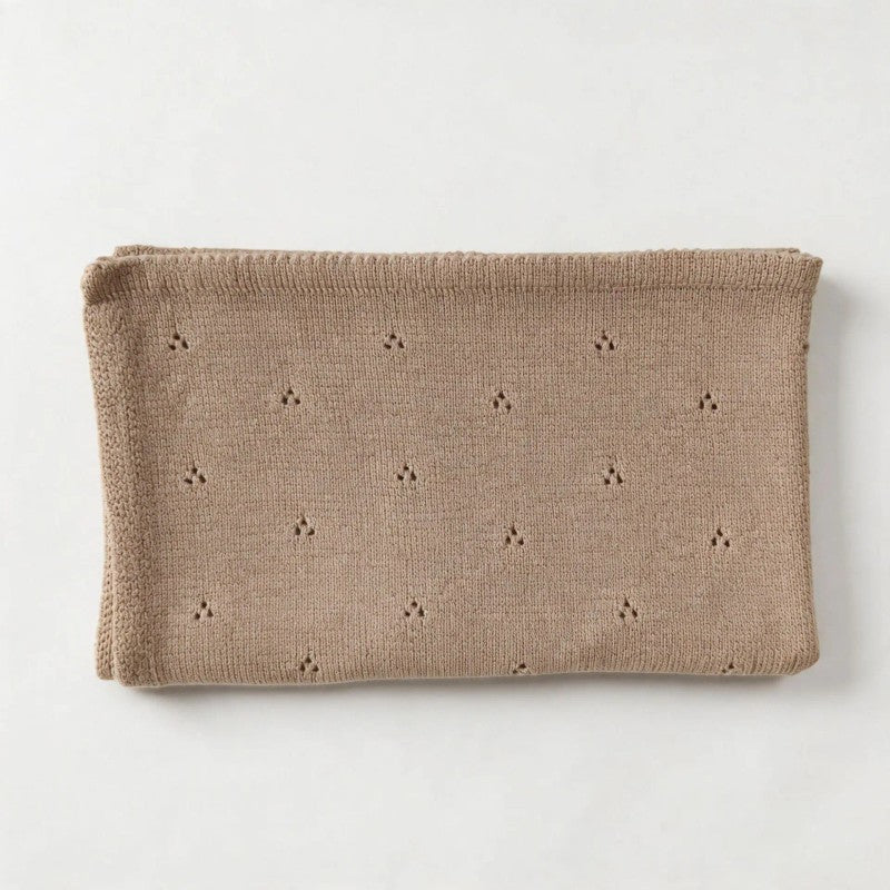 Personalized Embroidered Knitted Baby Blanket - Pointelle Pattern