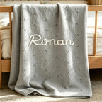 Personalized Embroidered Knitted Baby Blanket - Pointelle Pattern