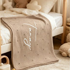 Personalized Embroidered Knitted Baby Blanket - Pointelle Pattern