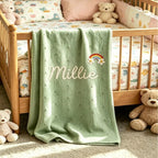 Personalized Embroidered Knitted Baby Blanket - Pointelle Pattern