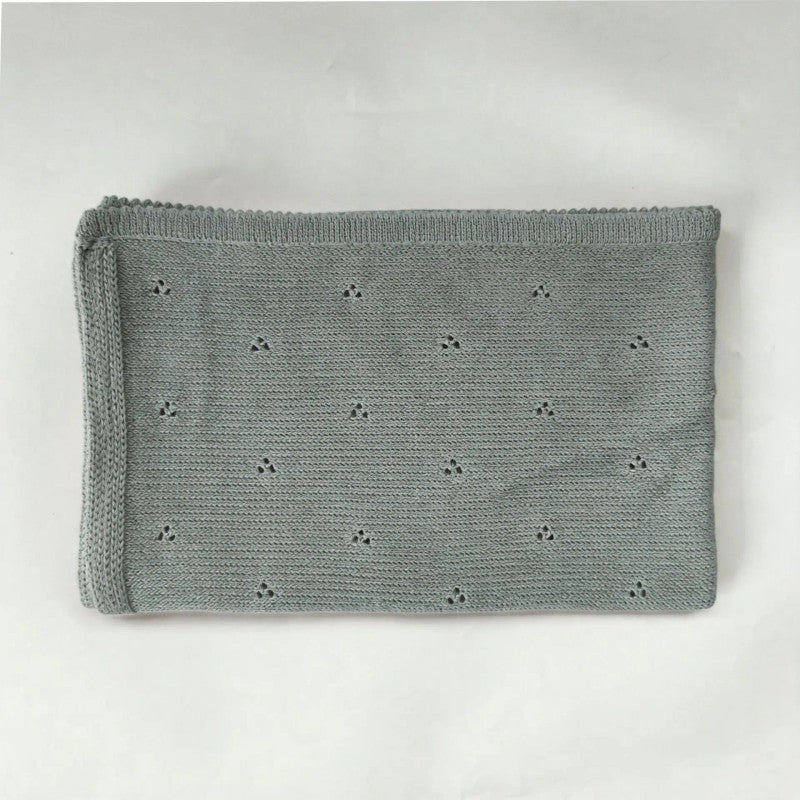 Personalized Embroidered Knitted Baby Blanket - Pointelle Pattern