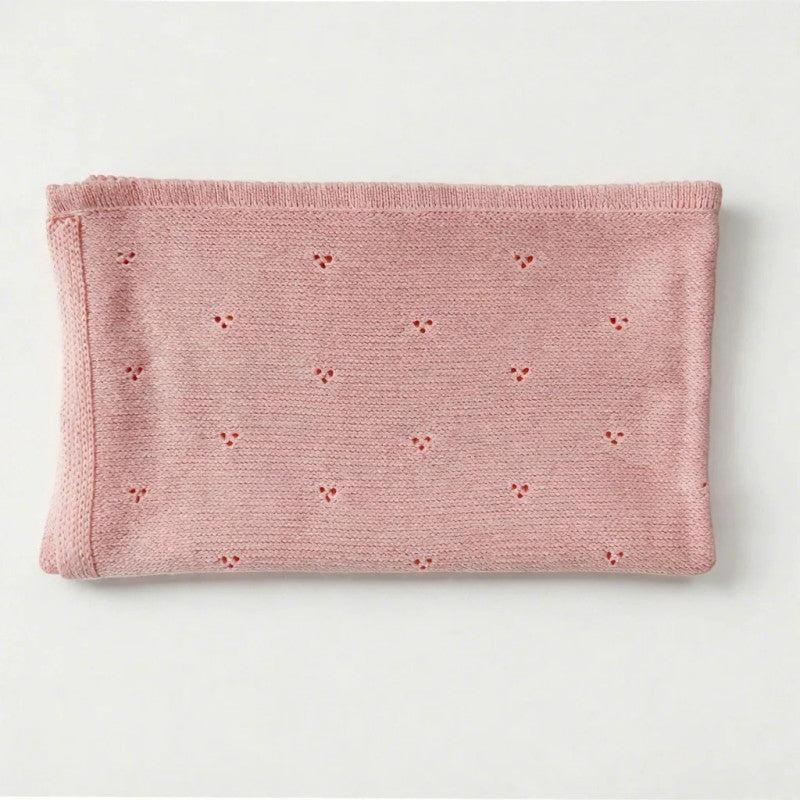 Personalized Embroidered Knitted Baby Blanket - Pointelle Pattern