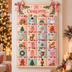 Personalized Fabric Advent Calendar - Christmas Wall Hanging with 24 Fillable Pockets