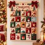 Personalized Fabric Advent Calendar - Christmas Wall Hanging with 24 Fillable Pockets