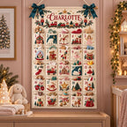 Personalized Fabric Advent Calendar - Christmas Wall Hanging with 24 Fillable Pockets