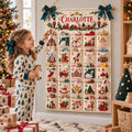 Personalized Fabric Advent Calendar - Christmas Wall Hanging with 24 Fillable Pockets
