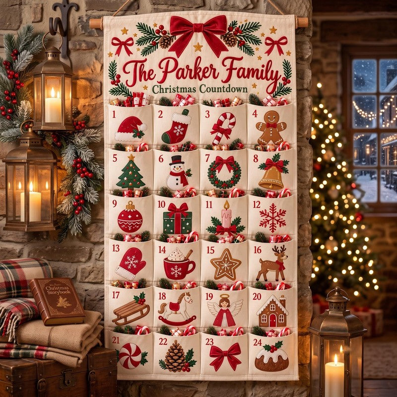 Personalized Fabric Christmas Advent Calendar - Wall Hanging