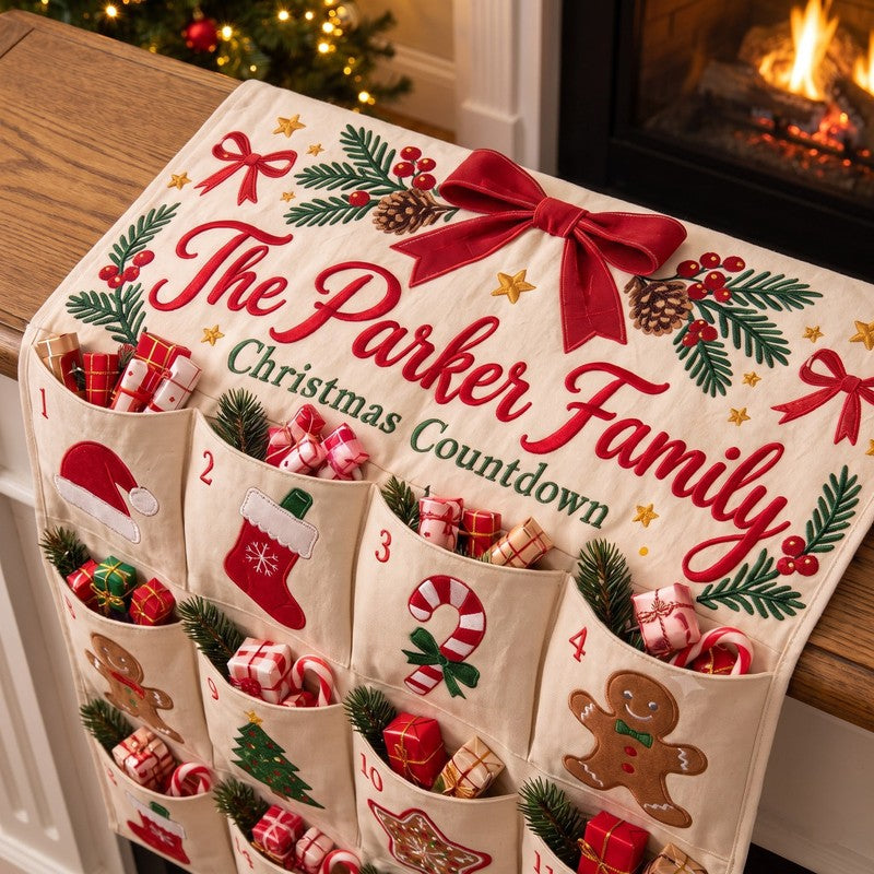 Personalized Fabric Christmas Advent Calendar - Wall Hanging