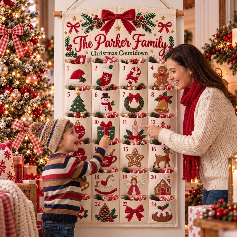 Personalized Fabric Christmas Advent Calendar - Wall Hanging