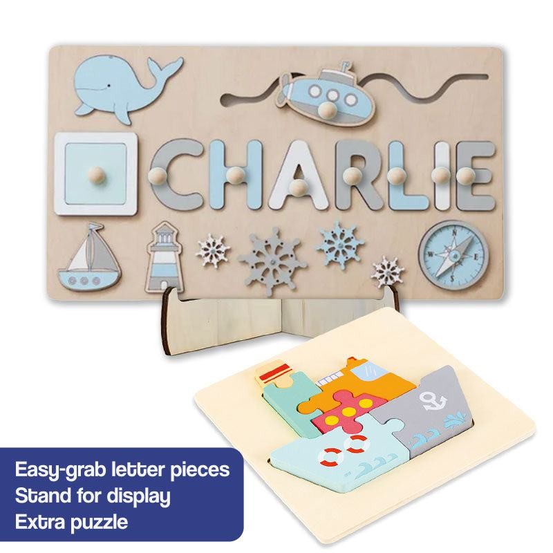 Personalized Wooden Name Puzzle Board - Nursery Decor