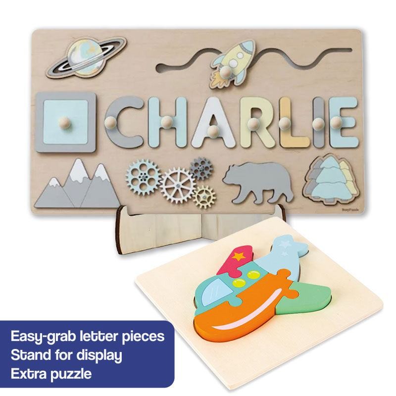 Personalized Wooden Name Puzzle Board - Nursery Decor