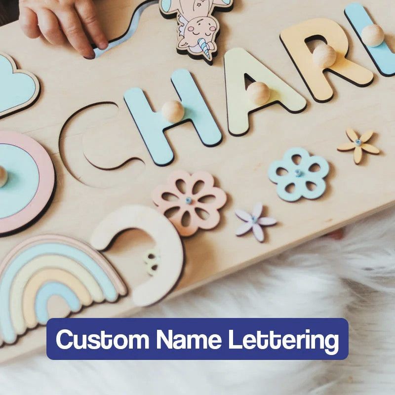 Personalized Wooden Name Puzzle Board - Nursery Decor