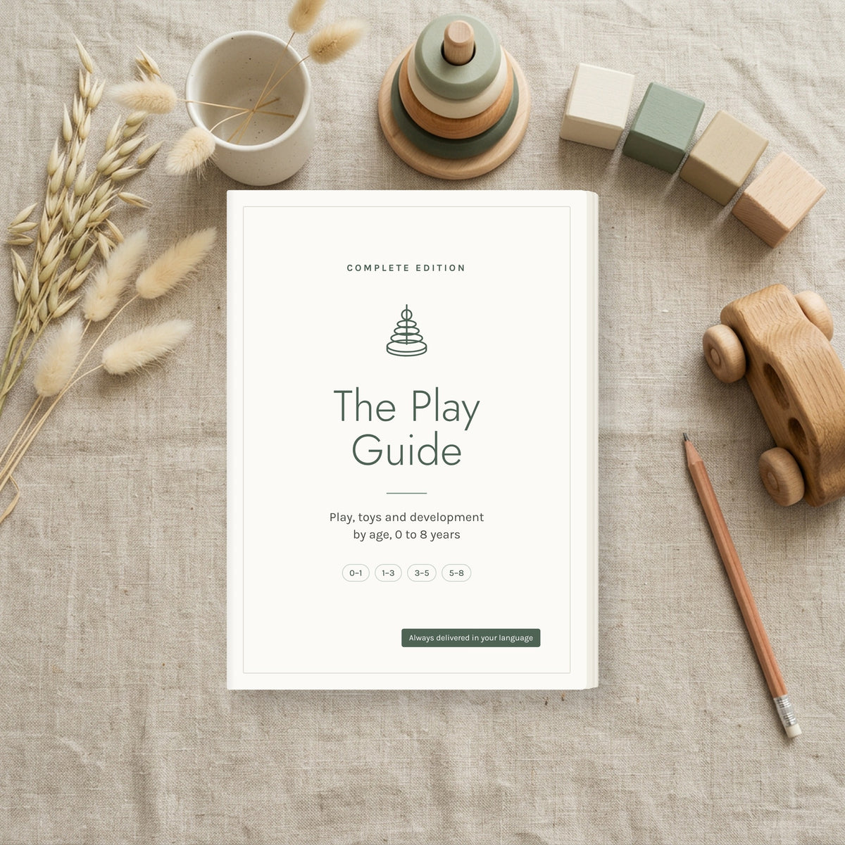 The Play Guide, Complete Edition e-book cover mockup, always delivered in your language