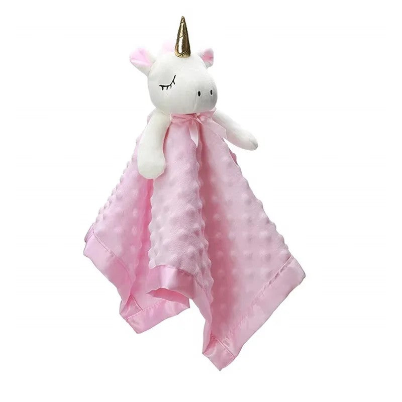 Plush Animal Security Blanket - Textured Blanket with Satin-Style Trim