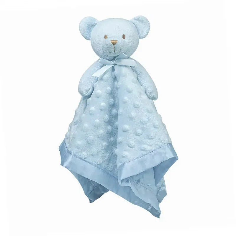 Plush Animal Security Blanket - Textured Blanket with Satin-Style Trim