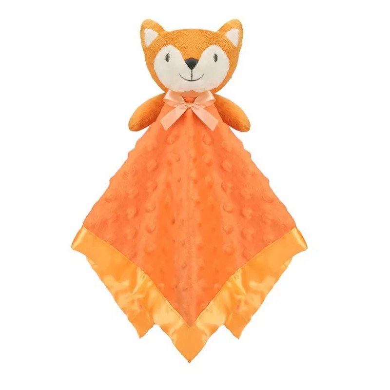 Plush Animal Security Blanket - Textured Blanket with Satin-Style Trim