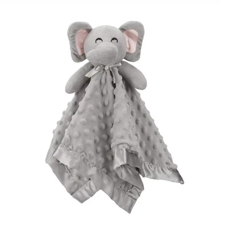 Plush Animal Security Blanket - Textured Blanket with Satin-Style Trim