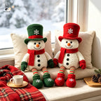 Plush Snowman Doll - Christmas Decoration with Top Hat and Scarf