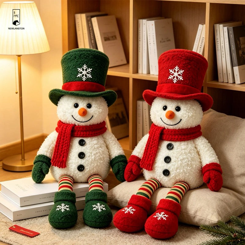 Plush Snowman Doll - Christmas Decoration with Top Hat and Scarf