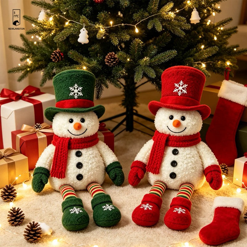 Plush Snowman Doll - Christmas Decoration with Top Hat and Scarf