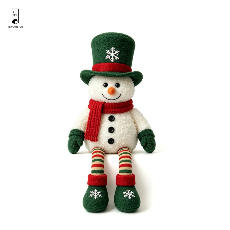 Plush Snowman Doll - Christmas Decoration with Top Hat and Scarf