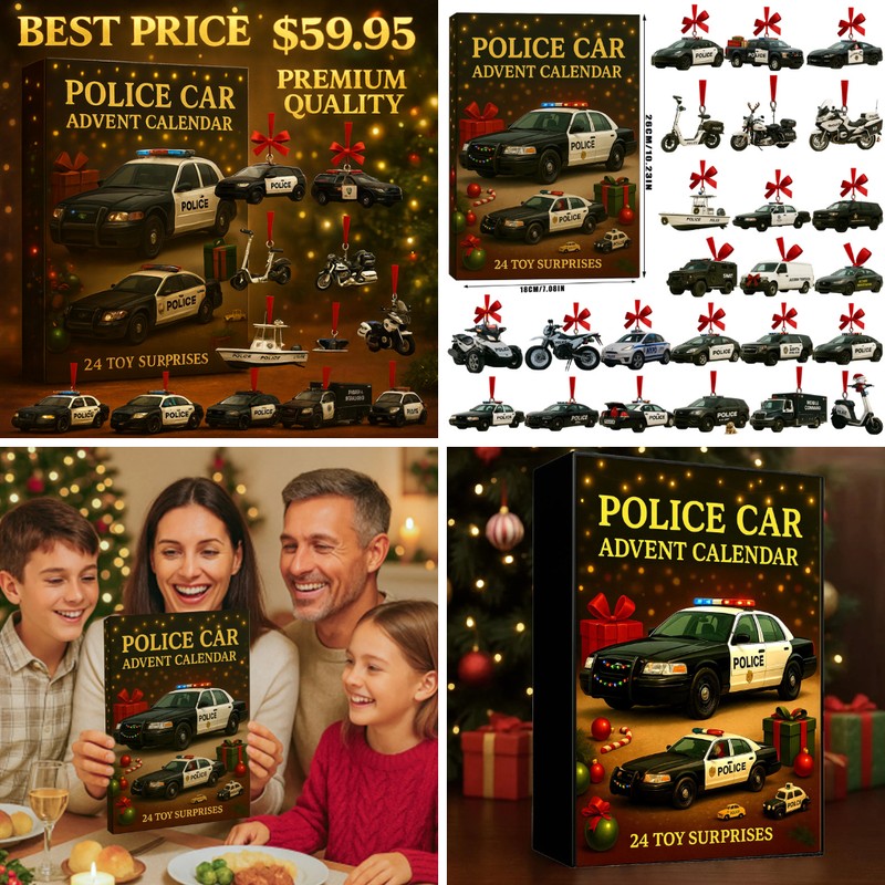 Police Car Advent Calendar - Christmas Countdown with Mini Vehicles