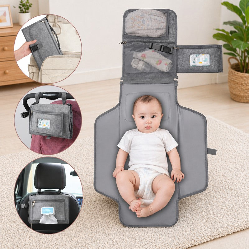 Portable Foldable Baby Changing Mat with Integrated Storage