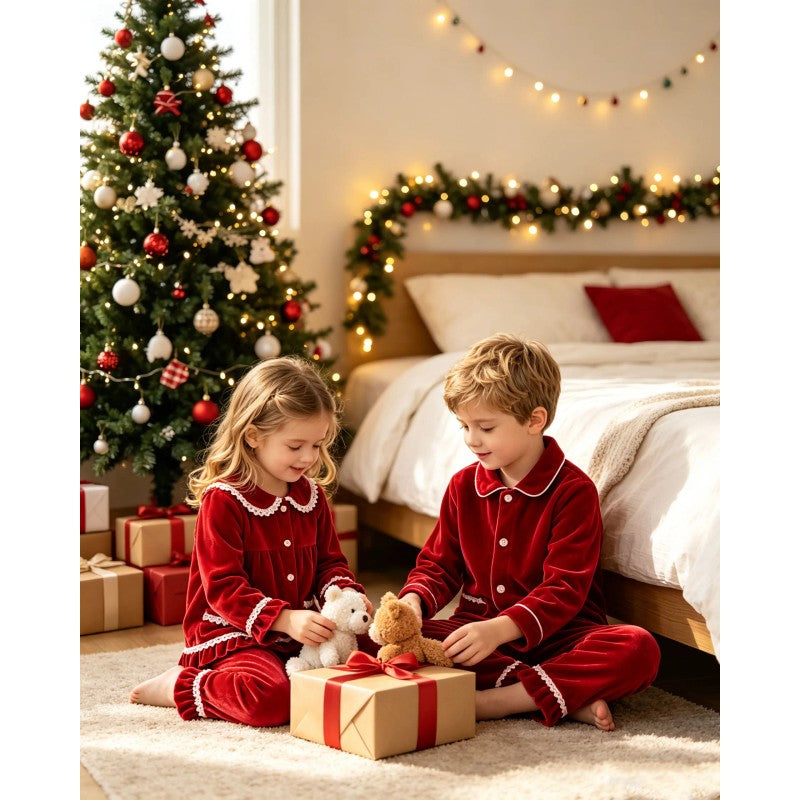 Pyjamas - Two-Piece Set with Long Sleeves and Trousers