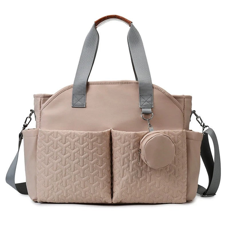 Quilted Diaper Tote Bag - Oxford Fabric with Multiple Pockets