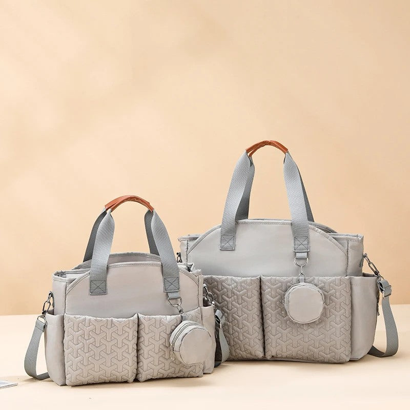 Quilted Diaper Tote Bag - Oxford Fabric with Multiple Pockets