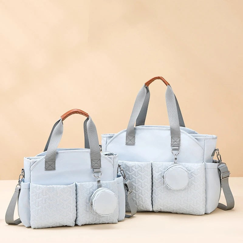 Quilted Diaper Tote Bag - Oxford Fabric with Multiple Pockets