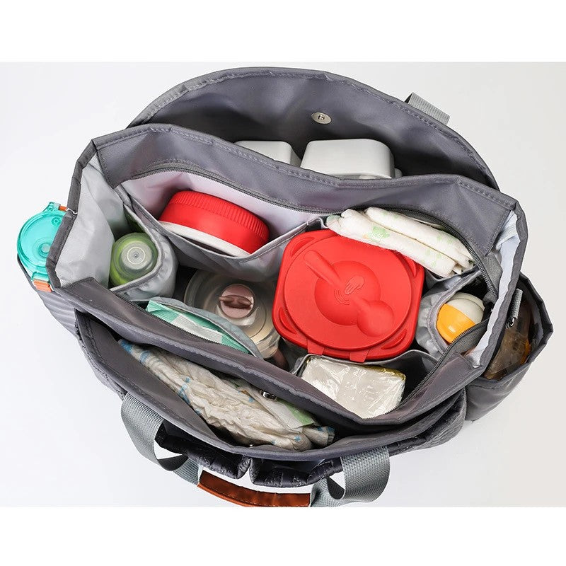 Quilted Diaper Tote Bag - Oxford Fabric with Multiple Pockets