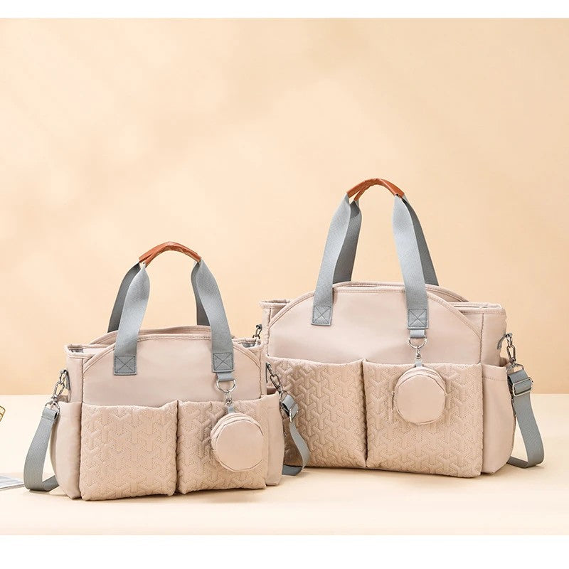 Quilted Diaper Tote Bag - Oxford Fabric with Multiple Pockets