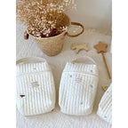 Quilted Embroidered Diaper Bag - Off-White with Animal Motifs