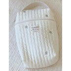 Quilted Embroidered Diaper Bag - Off-White with Animal Motifs