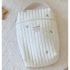 Quilted Embroidered Diaper Bag - Off-White with Animal Motifs