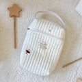 Quilted Embroidered Diaper Bag - Off-White with Animal Motifs