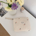 Quilted Embroidered Mommy Bag - Tulip Print