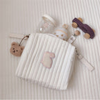 Quilted Embroidered Storage Bag - Double Buckle Attachment