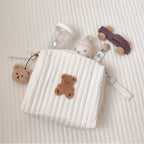 Quilted Embroidered Storage Bag - Double Buckle Attachment