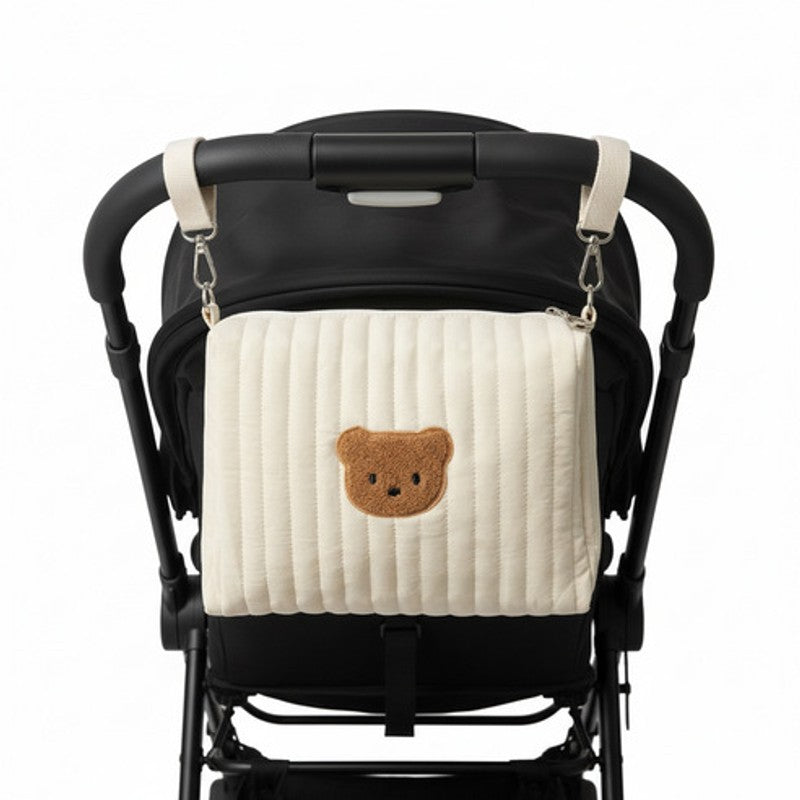 Quilted Embroidered Storage Bag - Double Buckle Attachment