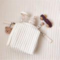 Quilted Embroidered Storage Bag - Double Buckle Attachment