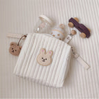 Quilted Embroidered Storage Bag - Double Buckle Attachment